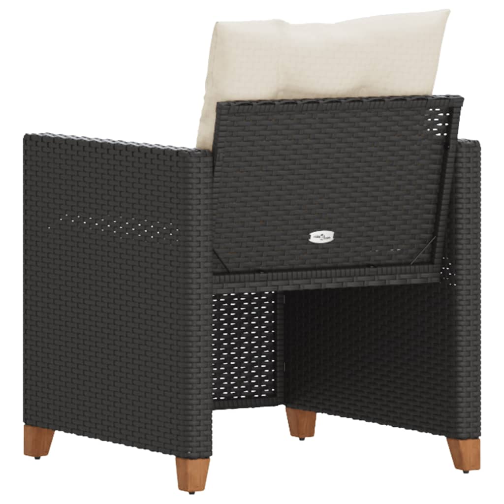 Gartensessel mit Kissen Schwarz Poly Rattan – Bild 6