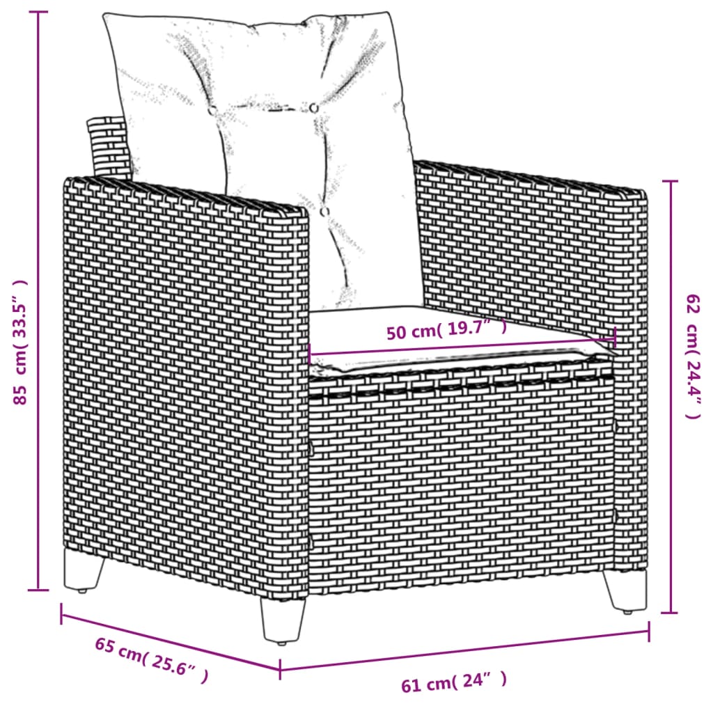 Gartensessel mit Kissen Schwarz Poly Rattan – Bild 8