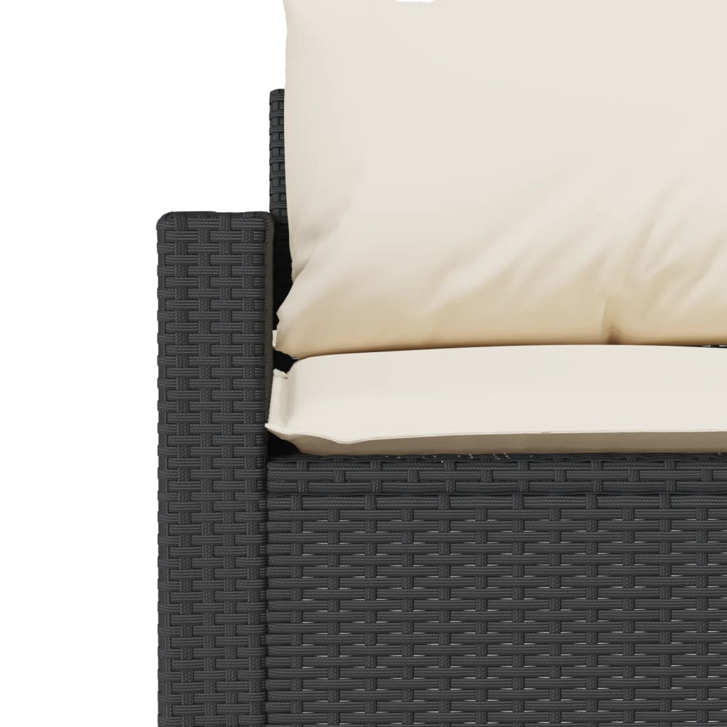 Gartensofa mit Kissen 3-Sitzer Schwarz Poly Rattan – Bild 7