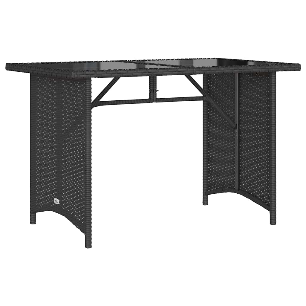 Gartentisch mit Glasplatte Schwarz 110x68x70 cm Poly Rattan – Bild 2