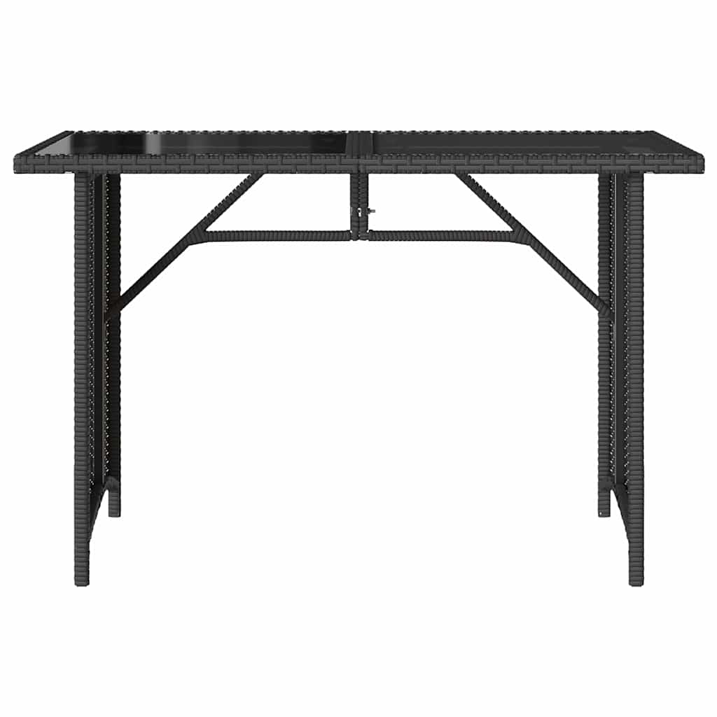 Gartentisch mit Glasplatte Schwarz 110x68x70 cm Poly Rattan – Bild 4