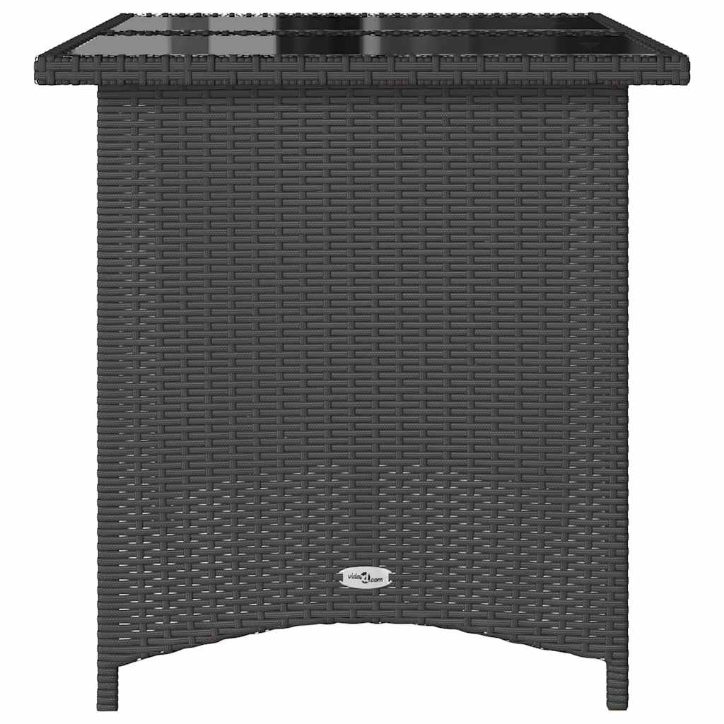 Gartentisch mit Glasplatte Schwarz 110x68x70 cm Poly Rattan – Bild 5