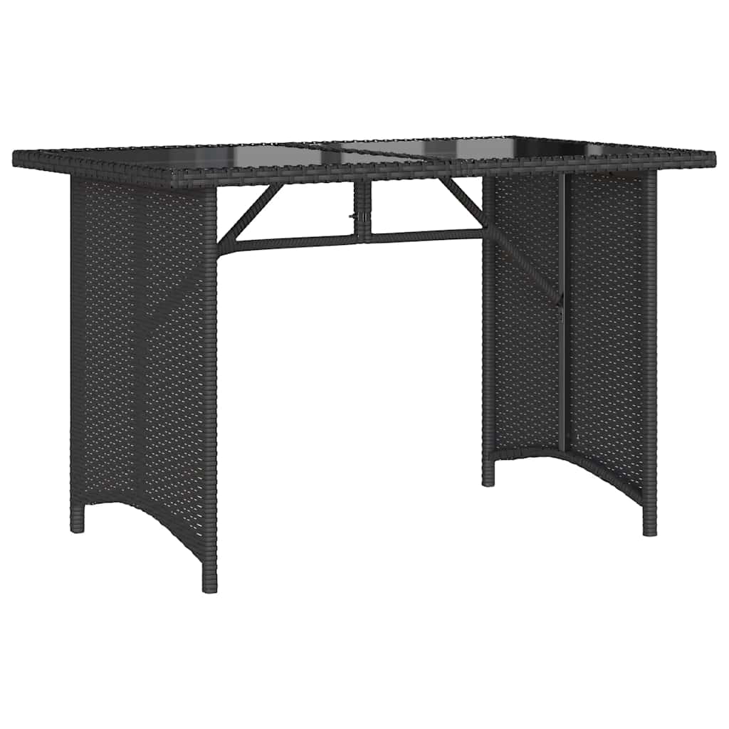 Gartentisch mit Glasplatte Schwarz 110x68x70 cm Poly Rattan – Bild 6