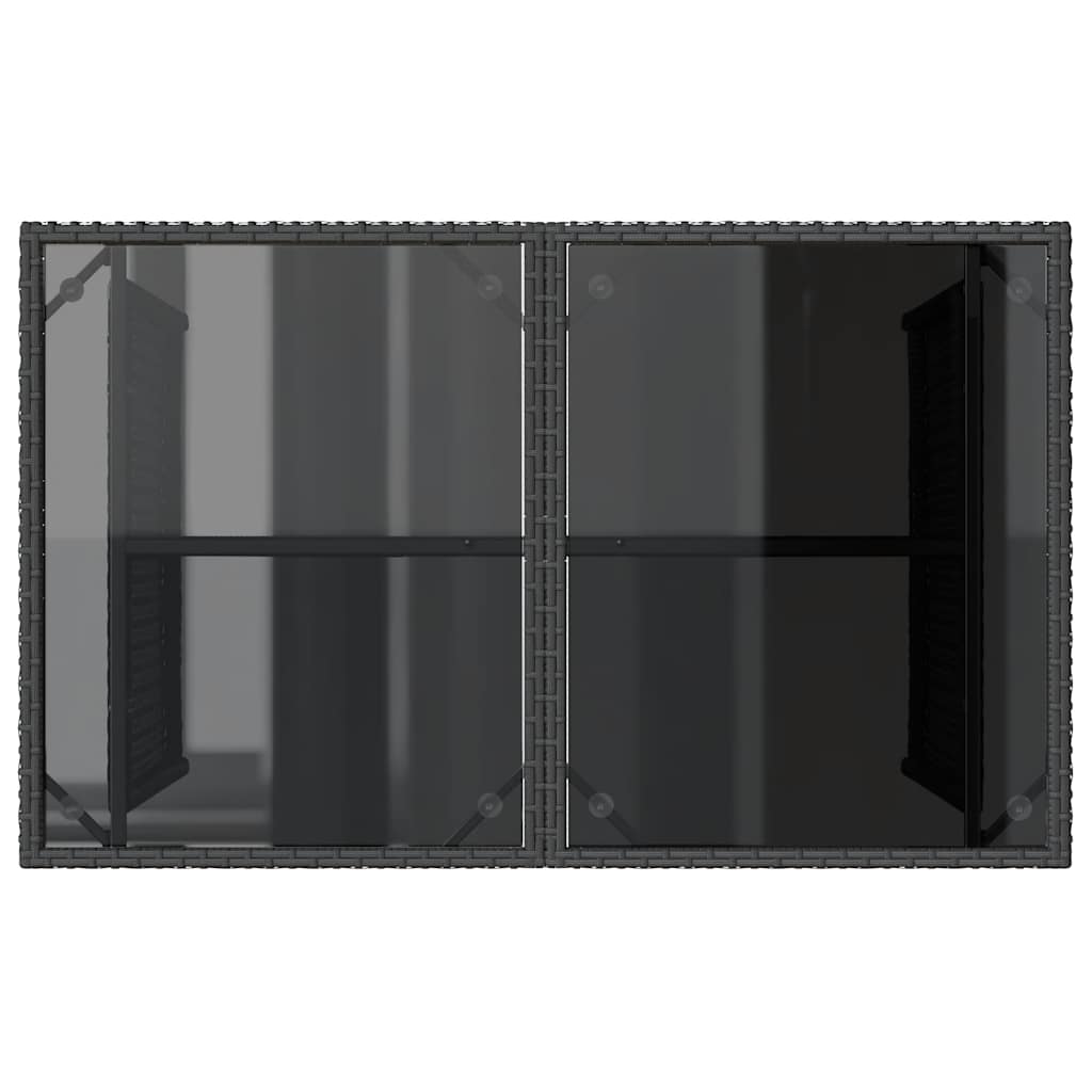Gartentisch mit Glasplatte Schwarz 110x68x70 cm Poly Rattan – Bild 7