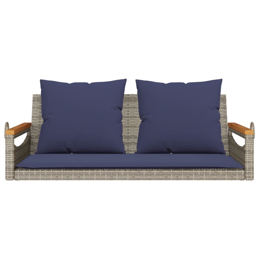 Hängebank mit Kissen Grau 109x62x40 cm Poly Rattan – Bild 4