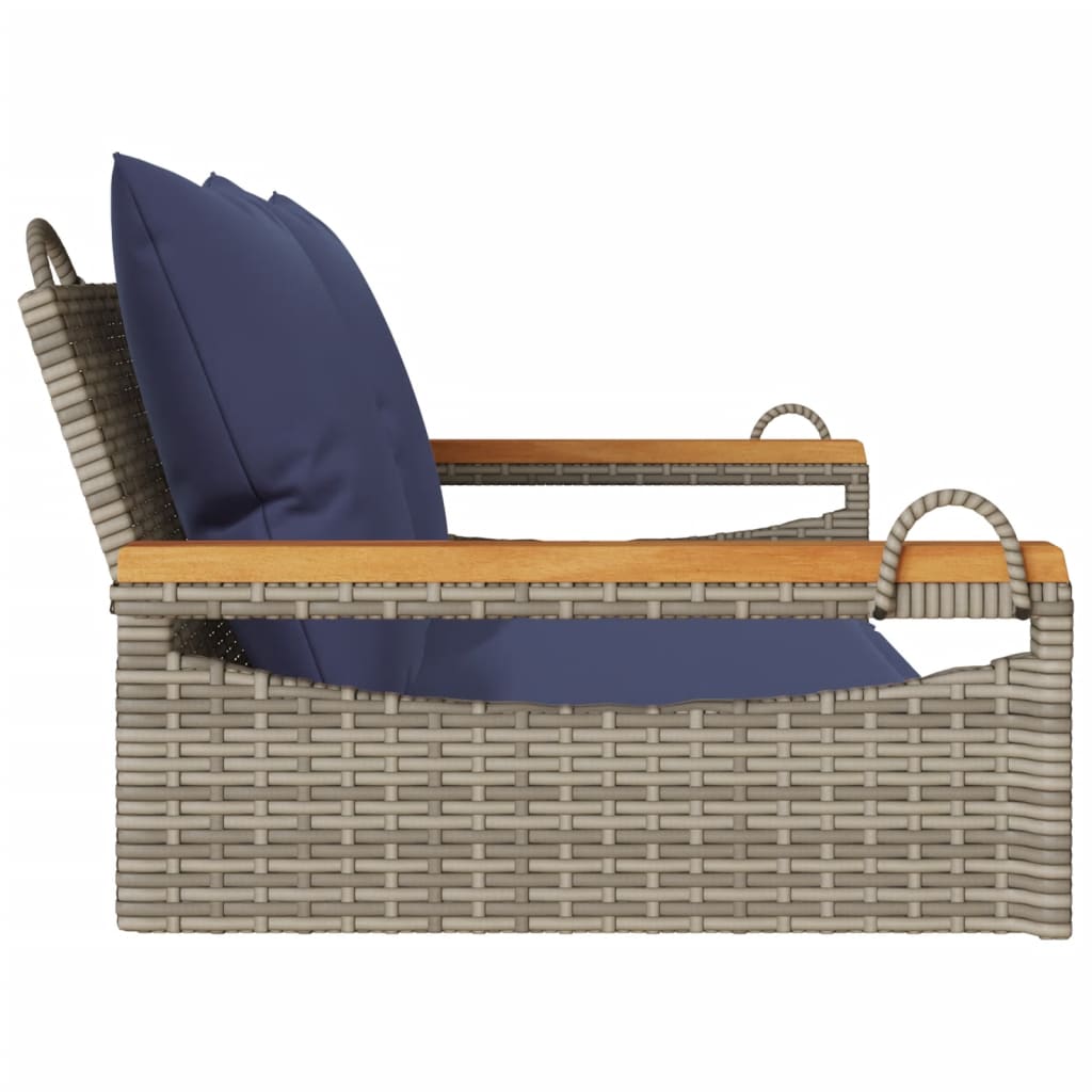 Hängebank mit Kissen Grau 109x62x40 cm Poly Rattan – Bild 5