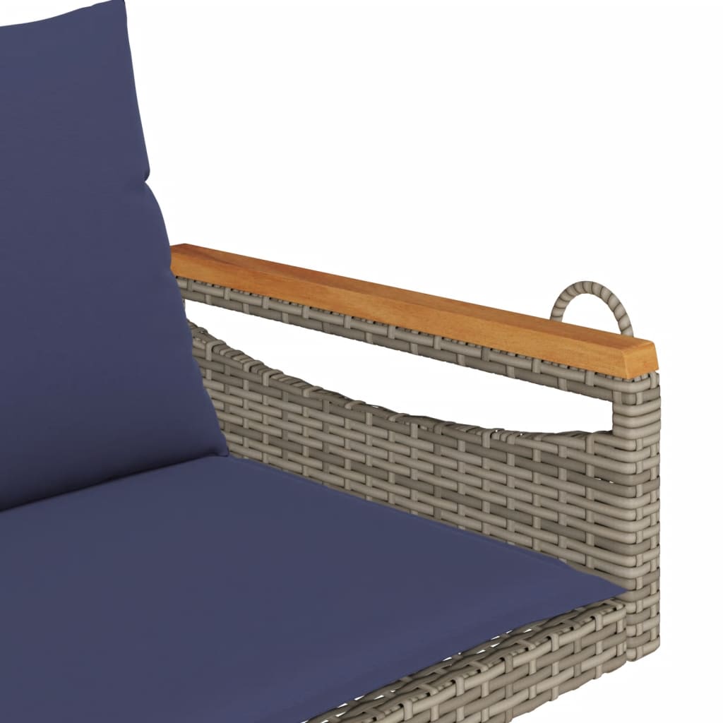 Hängebank mit Kissen Grau 109x62x40 cm Poly Rattan – Bild 7