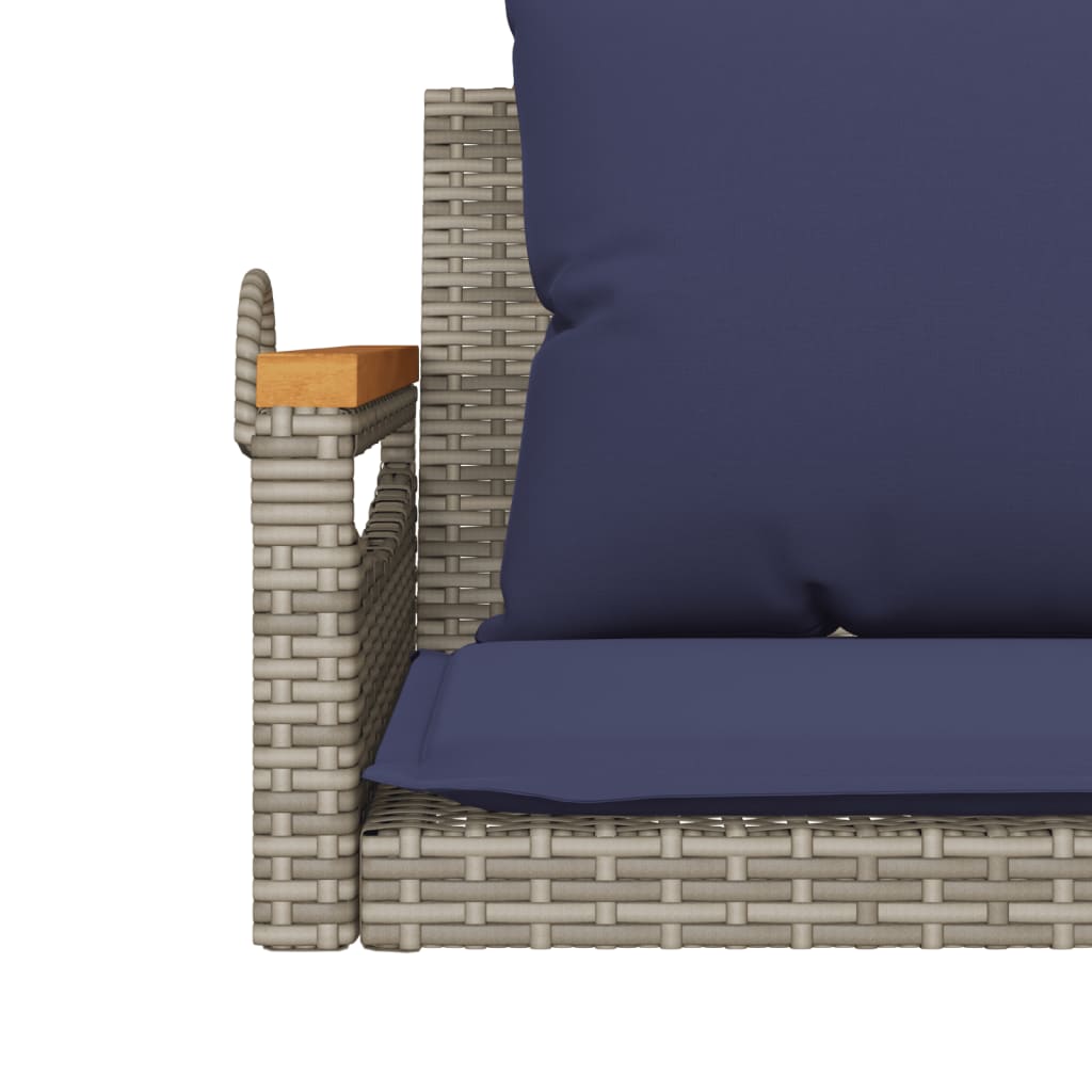 Hängebank mit Kissen Grau 109x62x40 cm Poly Rattan – Bild 8