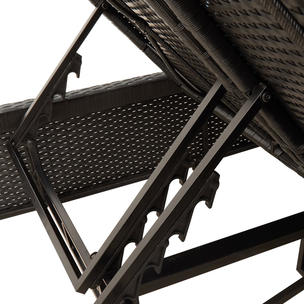 Doppel-Sonnenliege mit Kissen Schwarz Poly Rattan – Bild 8