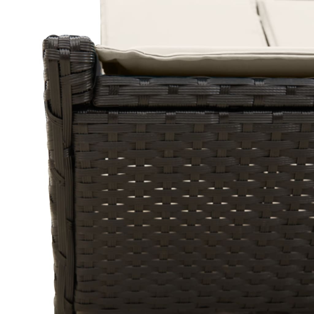 Doppel-Sonnenliege mit Kissen Schwarz Poly Rattan – Bild 9
