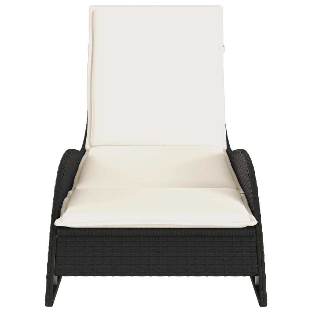 Sonnenliege mit Auflage Schwarz 60x205x73 cm Poly Rattan – Bild 4