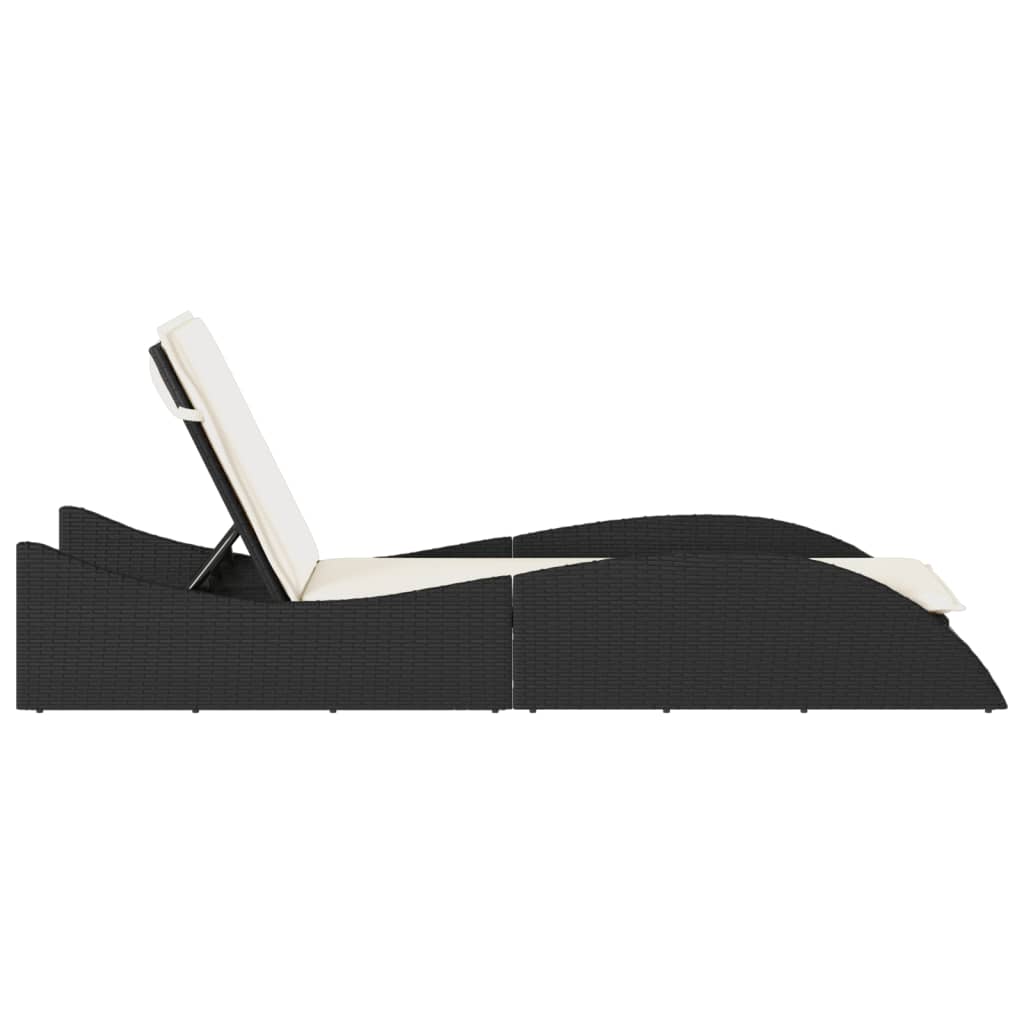 Sonnenliege mit Auflage Schwarz 60x205x73 cm Poly Rattan – Bild 5