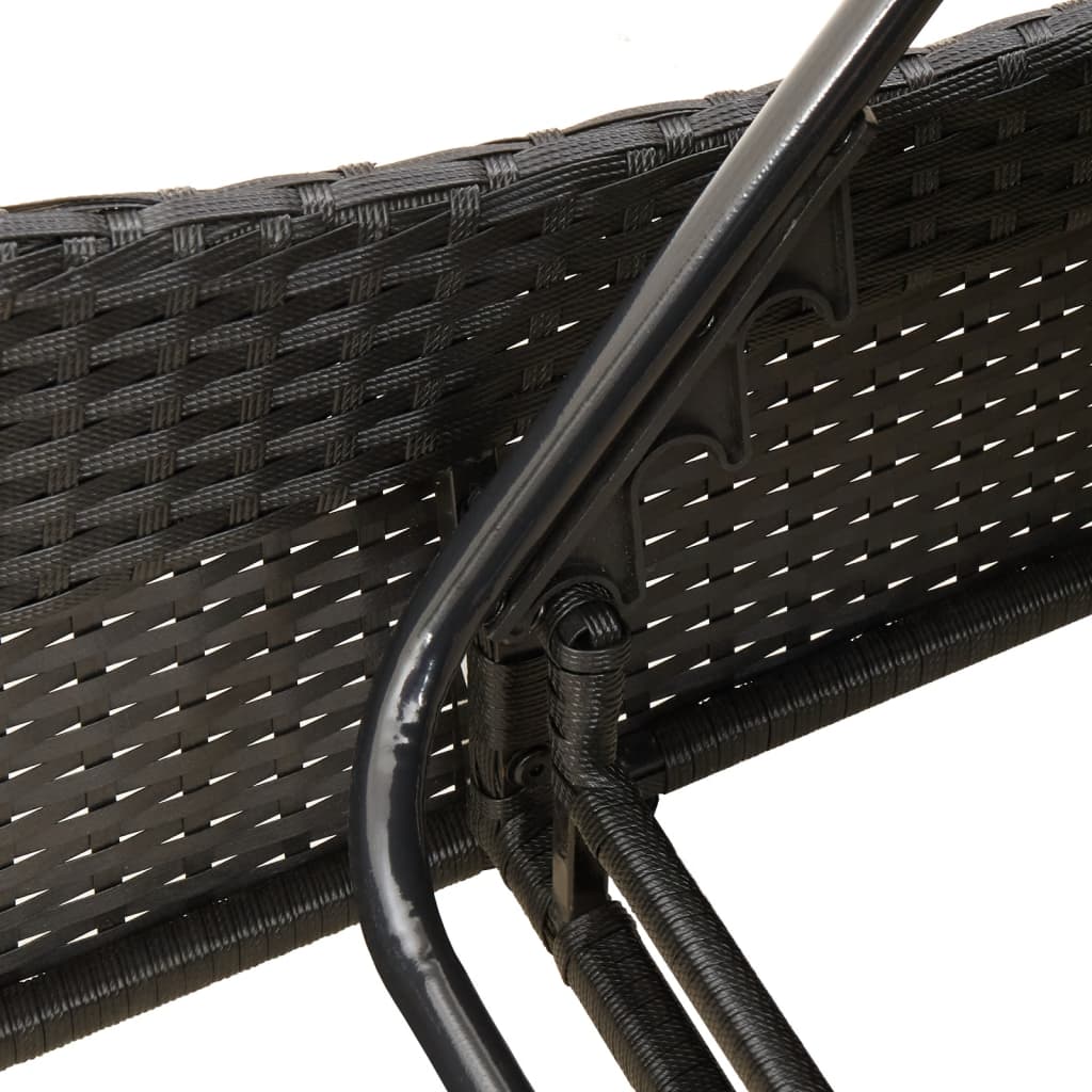 Sonnenliege mit Auflage Schwarz 60x205x73 cm Poly Rattan – Bild 8