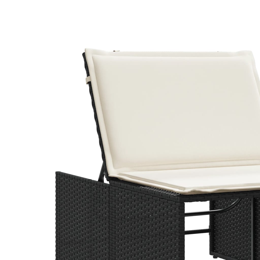 Modulare Sonnenliegen 2 Stk. mit Tisch Schwarz Poly Rattan – Bild 10