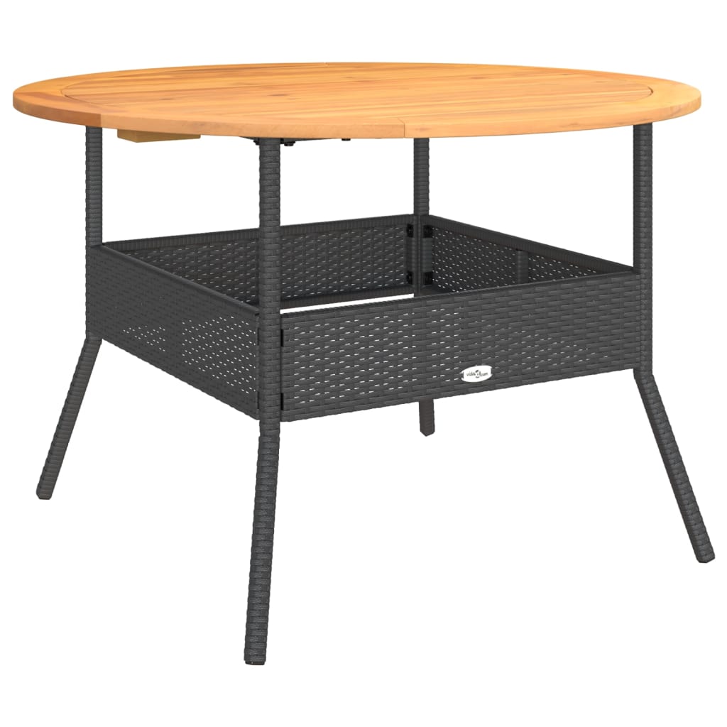 Gartentisch mit Holzplatte Schwarz Ø110x71 cm Poly Rattan – Bild 2