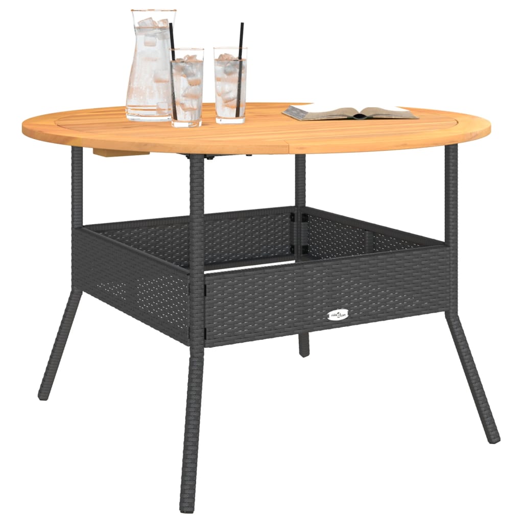 Gartentisch mit Holzplatte Schwarz Ø110x71 cm Poly Rattan – Bild 4