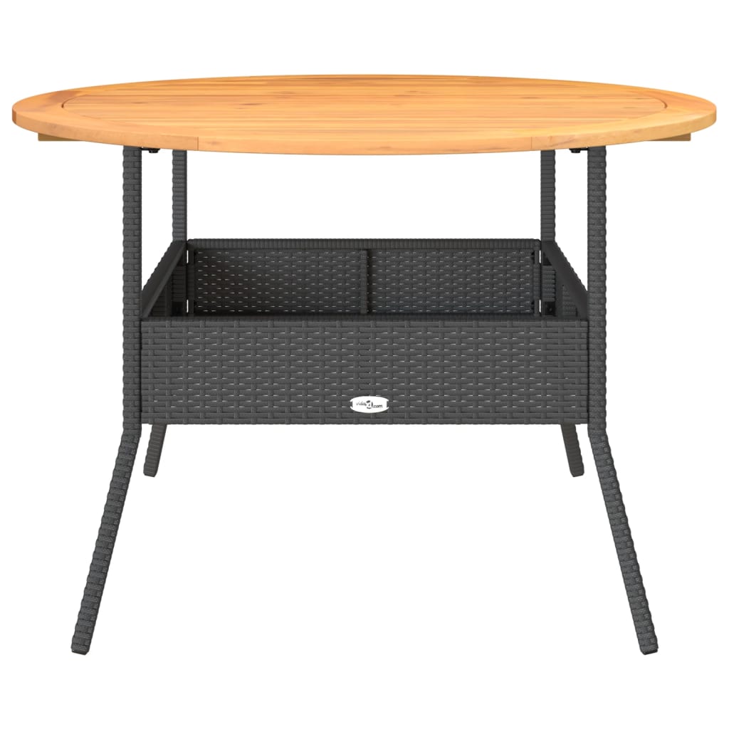Gartentisch mit Holzplatte Schwarz Ø110x71 cm Poly Rattan – Bild 5
