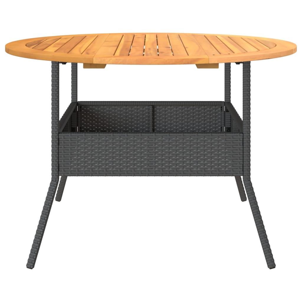 Gartentisch mit Holzplatte Schwarz Ø110x71 cm Poly Rattan – Bild 6