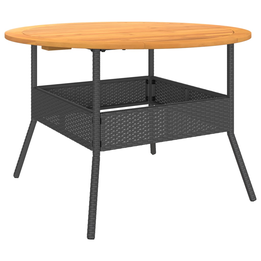 Gartentisch mit Holzplatte Schwarz Ø110x71 cm Poly Rattan – Bild 7