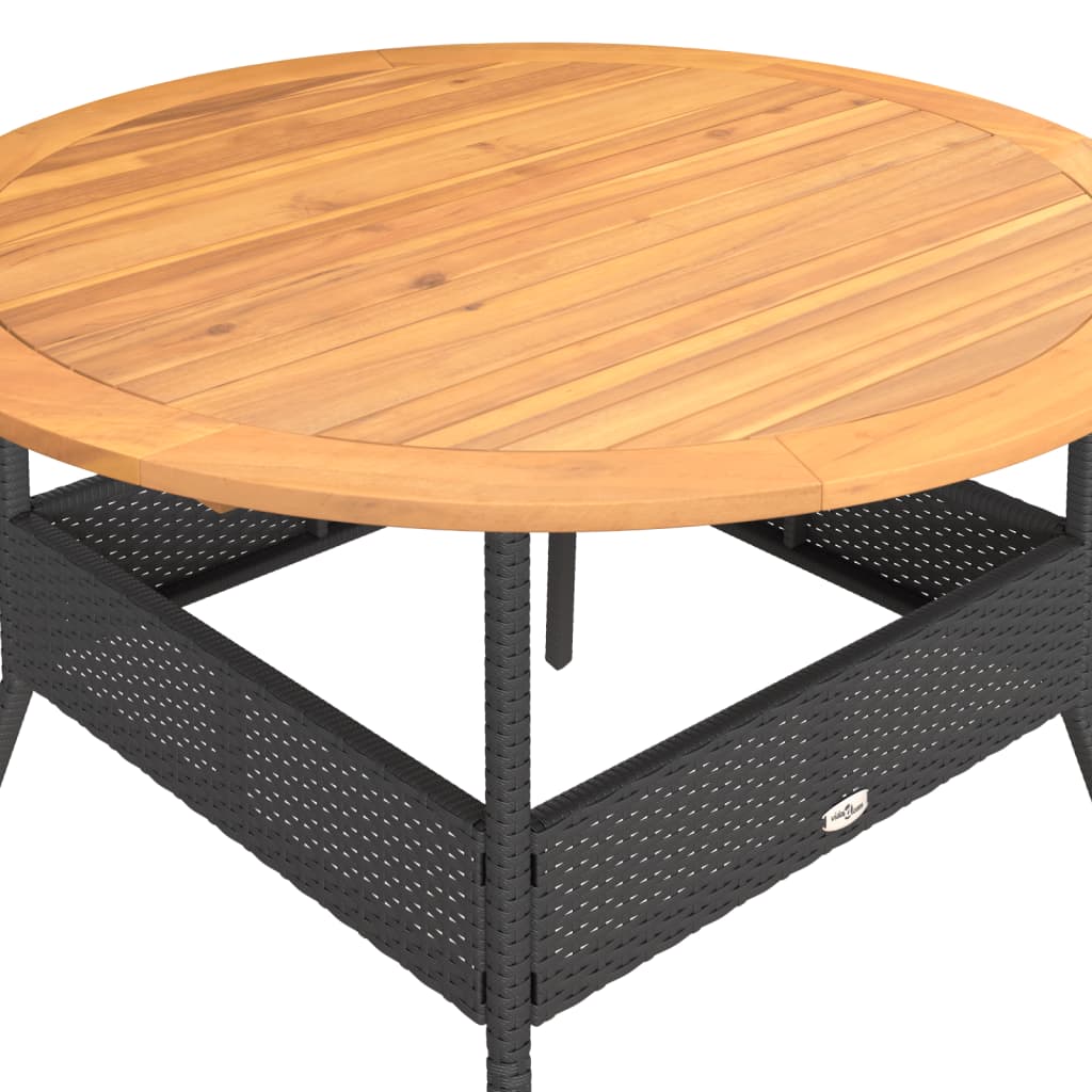Gartentisch mit Holzplatte Schwarz Ø110x71 cm Poly Rattan – Bild 8