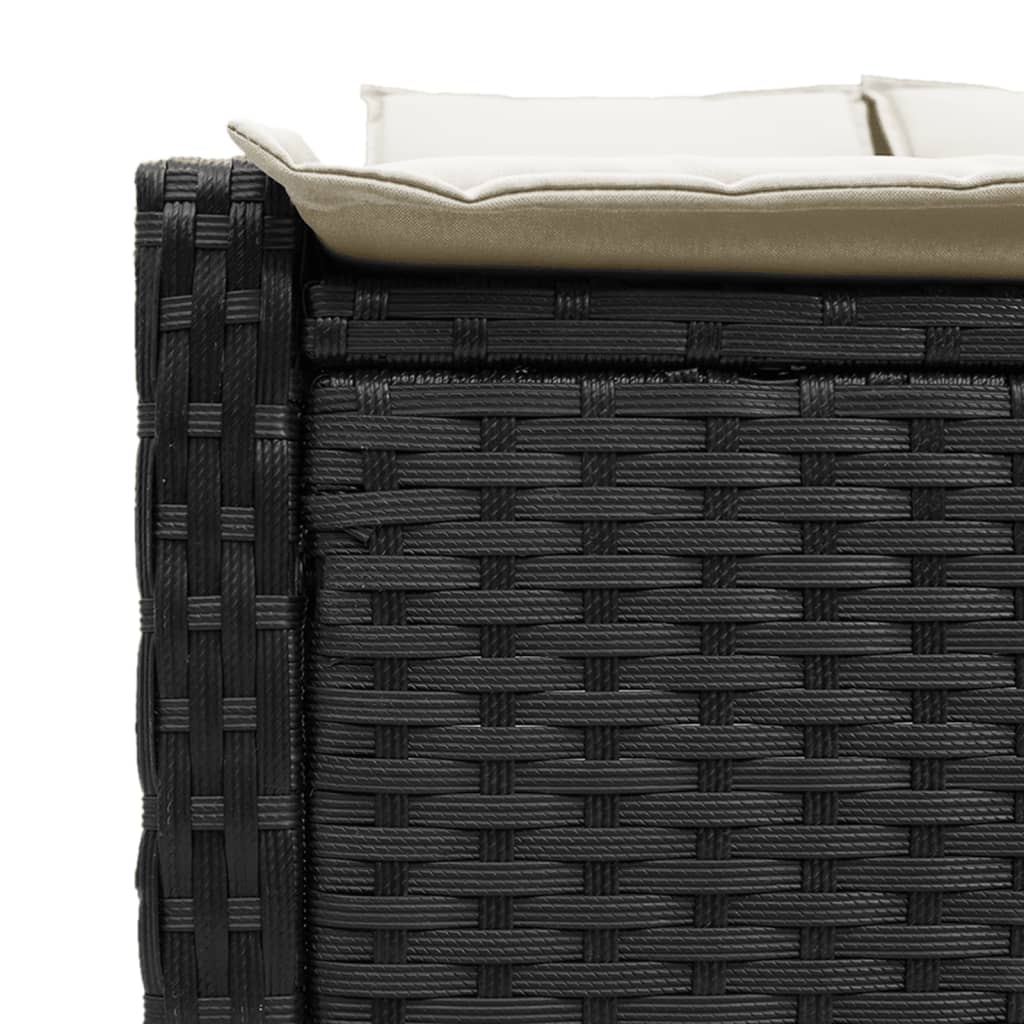 Doppel-Sonnenliege mit Kissen Schwarz Poly Rattan – Bild 7
