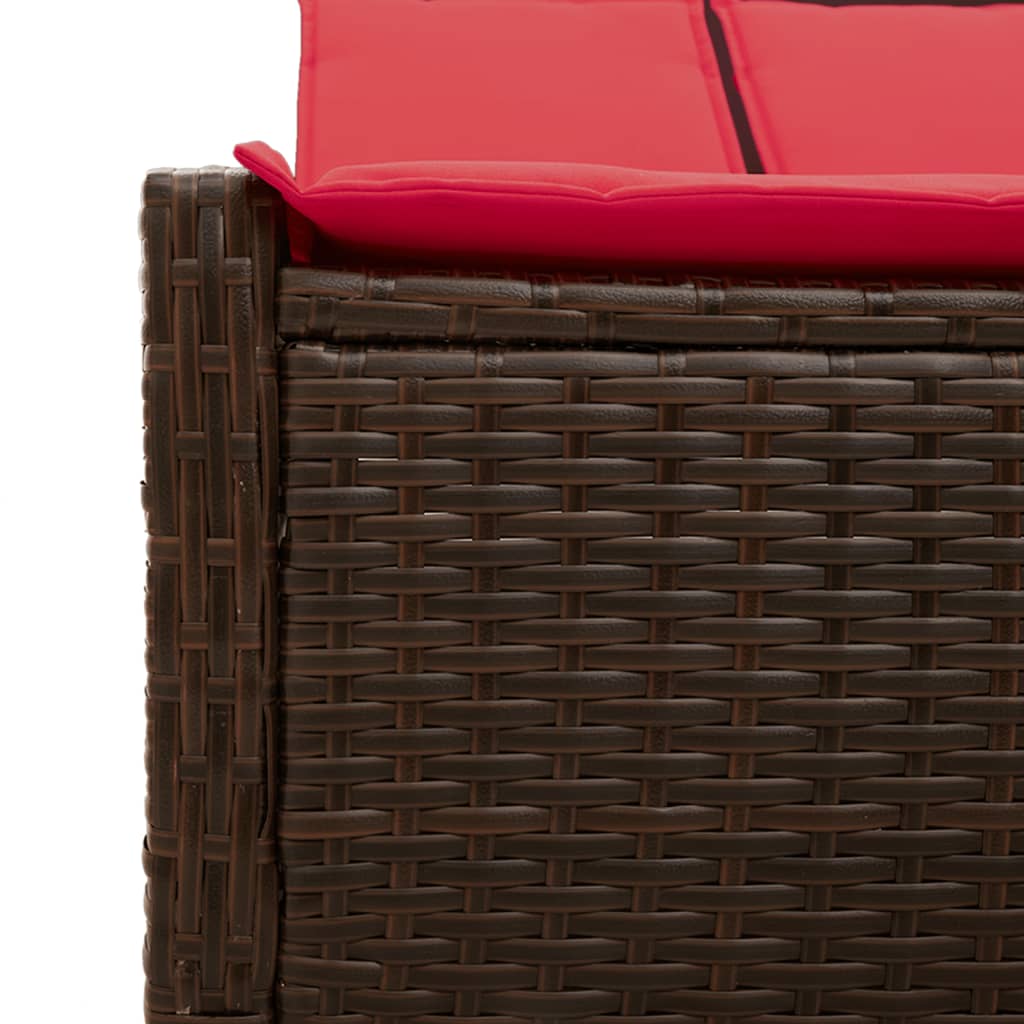 Doppelte Sonnenliege mit Kissen Braun Poly Rattan – Bild 7