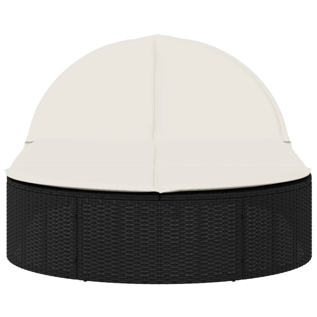 Doppel-Sonnenliege mit Kissen Schwarz Poly Rattan – Bild 3