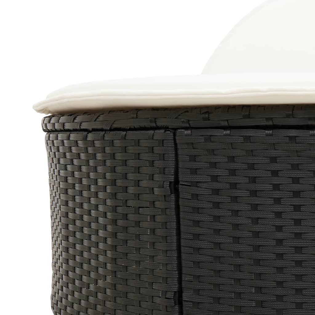 Doppel-Sonnenliege mit Kissen Schwarz Poly Rattan – Bild 7