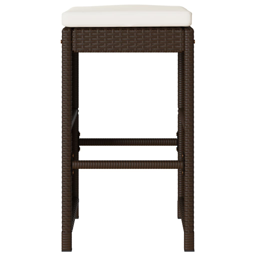 Garten-Barhocker mit Kissen 2 Stk. Braun Poly Rattan – Bild 4