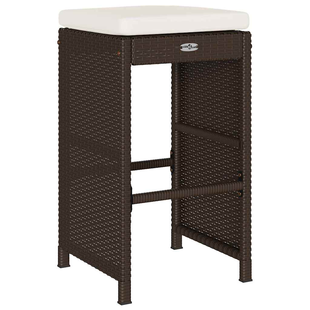 Garten-Barhocker mit Kissen 2 Stk. Braun Poly Rattan – Bild 6