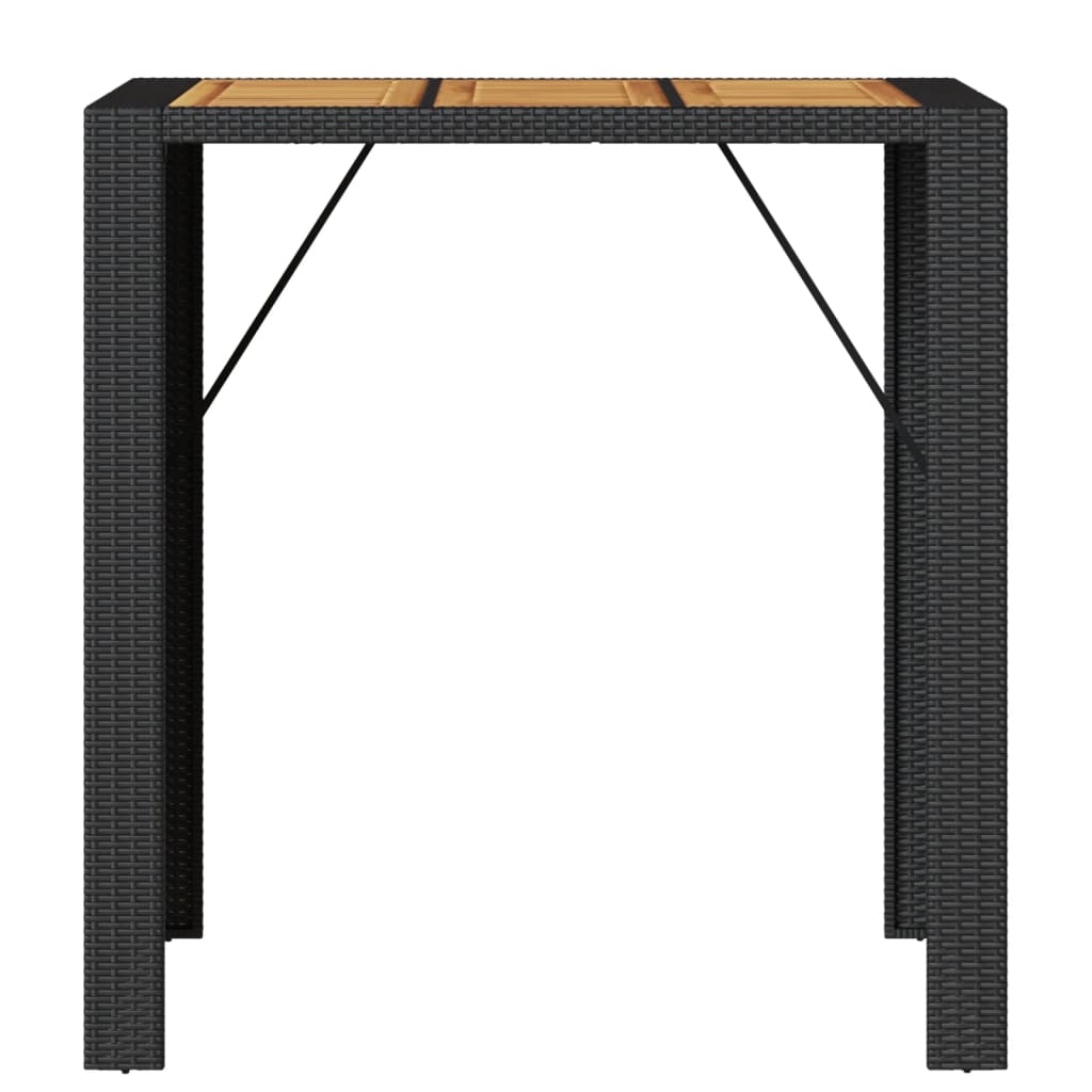 Garten-Bartisch mit Holzplatte Schwarz 105x80x110 cm Polyrattan – Bild 5