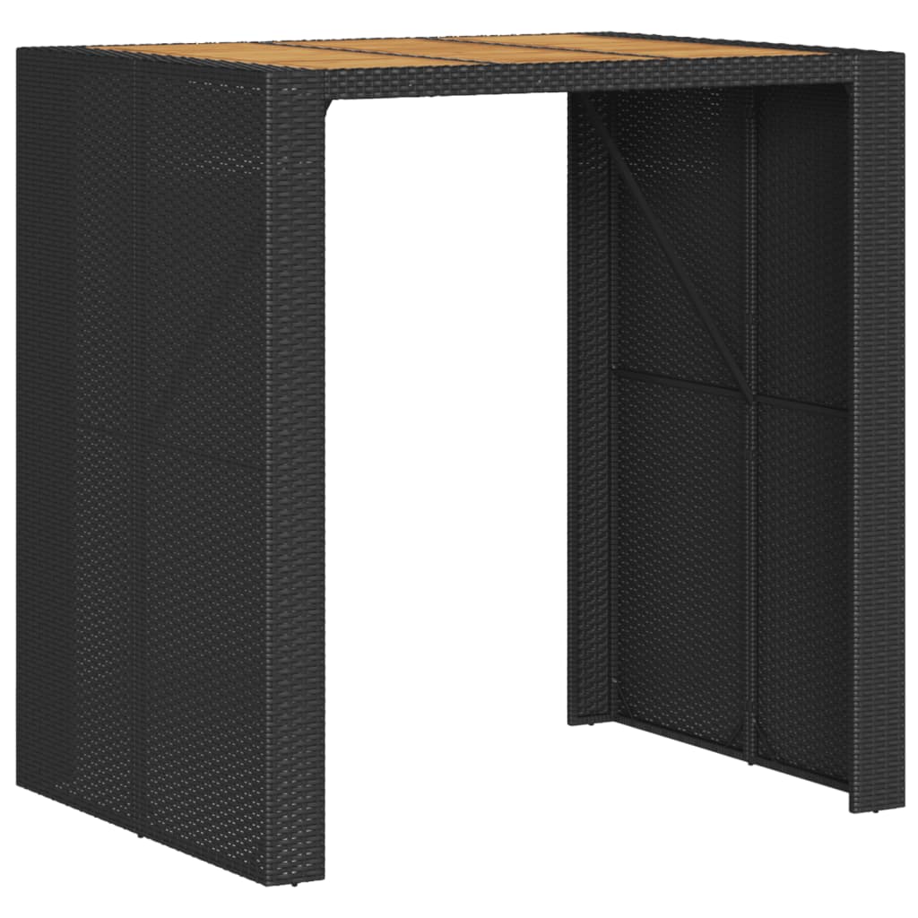 Garten-Bartisch mit Holzplatte Schwarz 105x80x110 cm Polyrattan – Bild 7