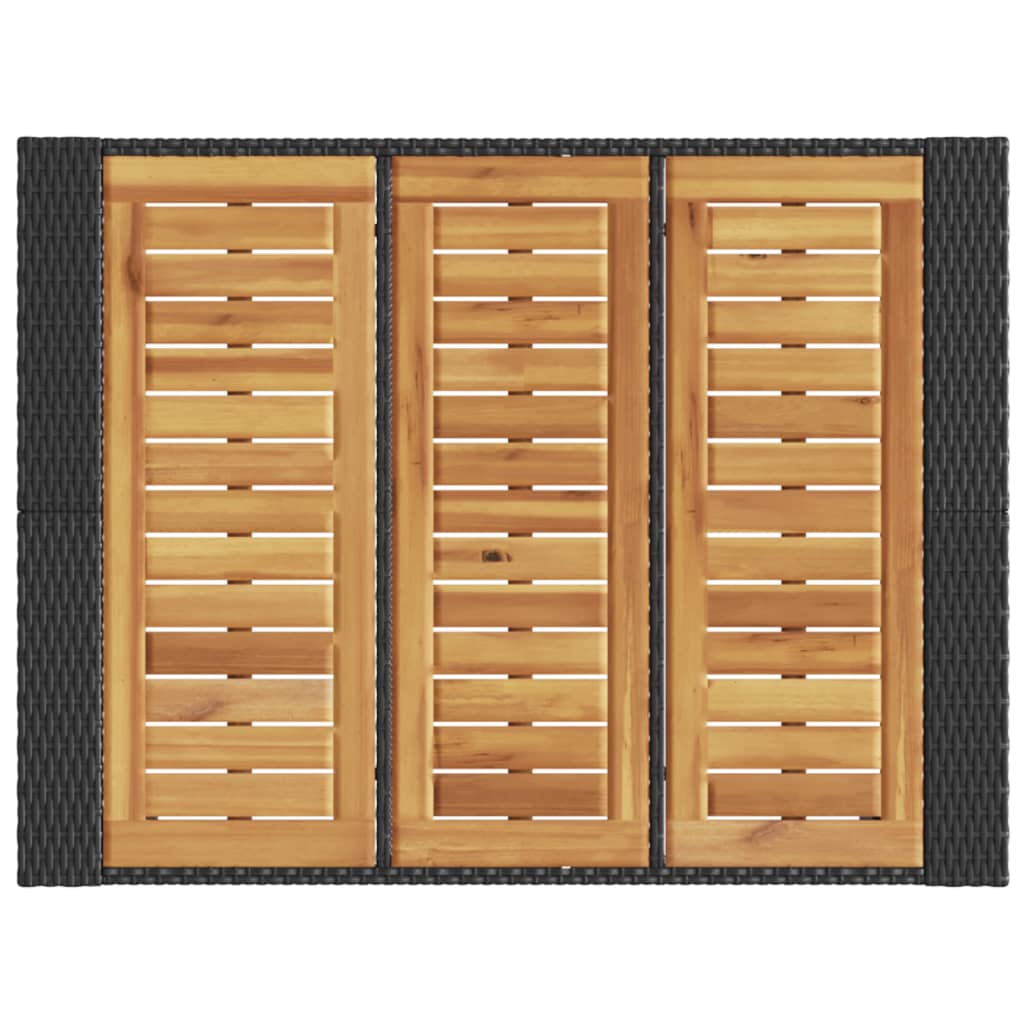 Garten-Bartisch mit Holzplatte Schwarz 105x80x110 cm Polyrattan – Bild 8