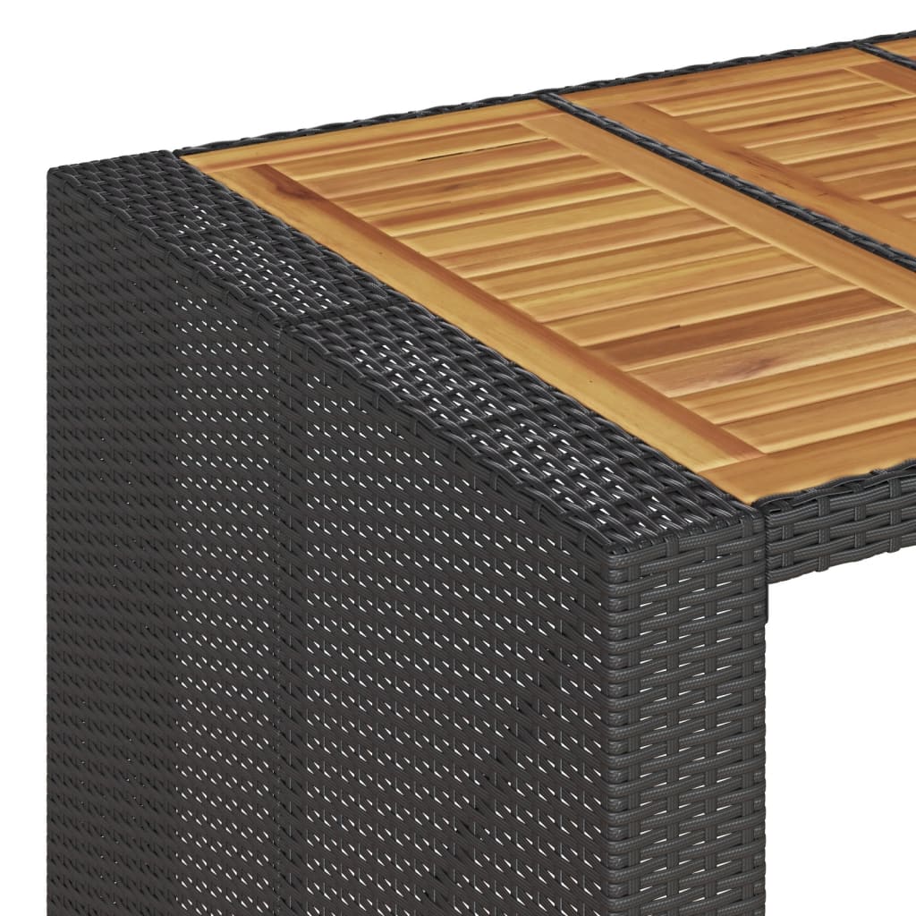 Garten-Bartisch mit Holzplatte Schwarz 105x80x110 cm Polyrattan – Bild 9