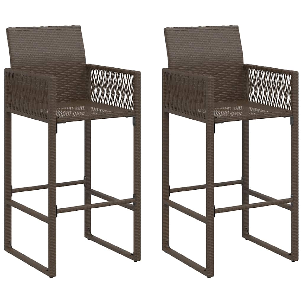 Garten-Barhocker 2 Stk. Braun Poly Rattan – Bild 2