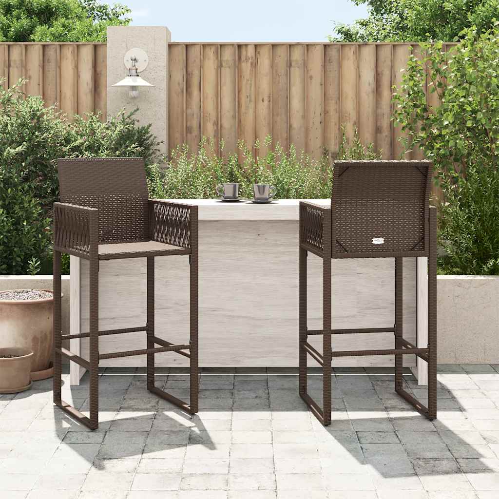 Garten-Barhocker 2 Stk. Braun Poly Rattan – Bild 3