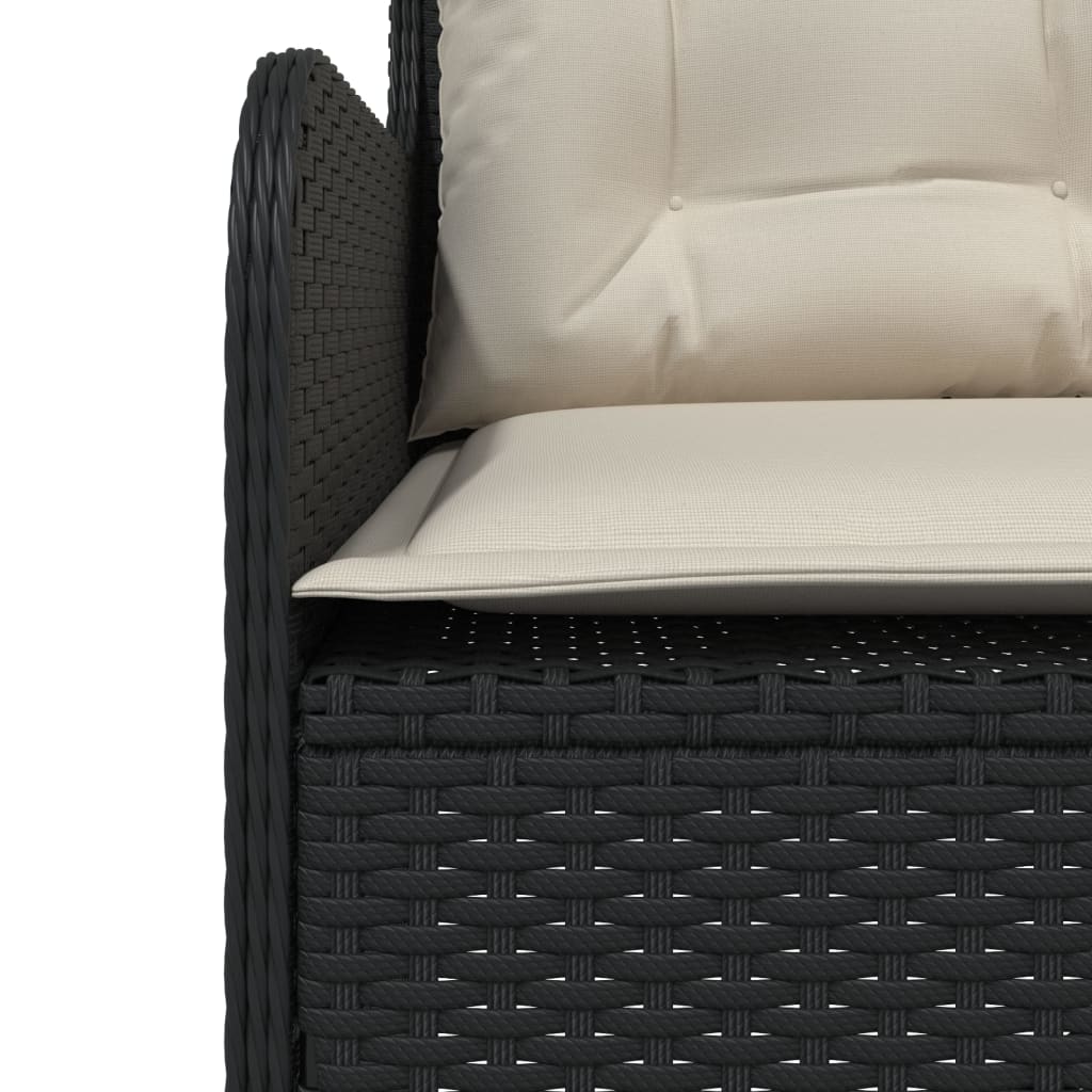 Gartensofa in L-Form mit Kissen Schwarz Poly Rattan – Bild 7