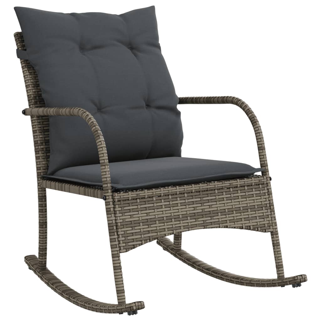 Garten-Schaukelstuhl mit Kissen Braun Poly Rattan – Bild 2