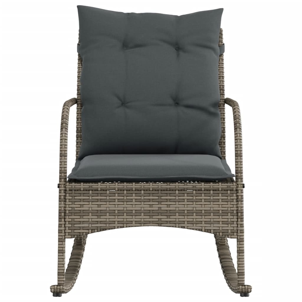 Garten-Schaukelstuhl mit Kissen Braun Poly Rattan – Bild 4