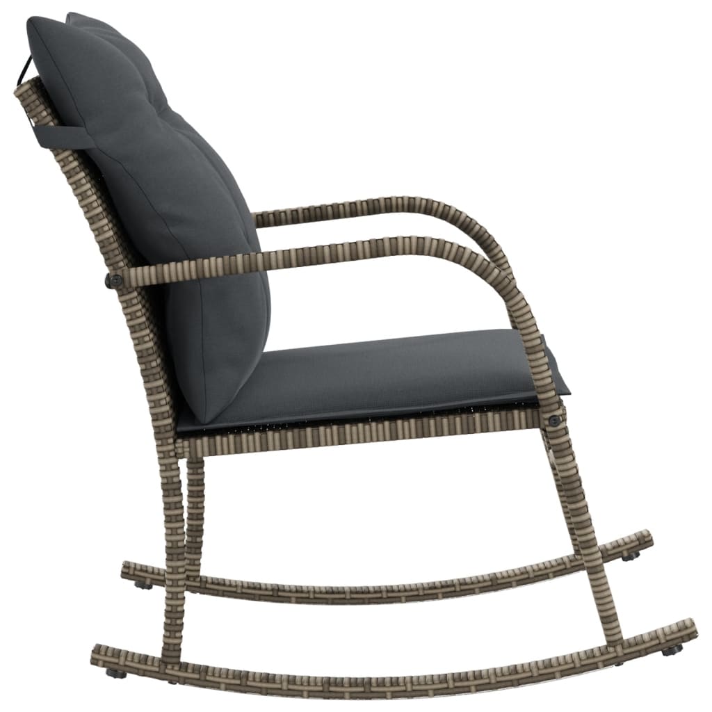 Garten-Schaukelstuhl mit Kissen Braun Poly Rattan – Bild 5