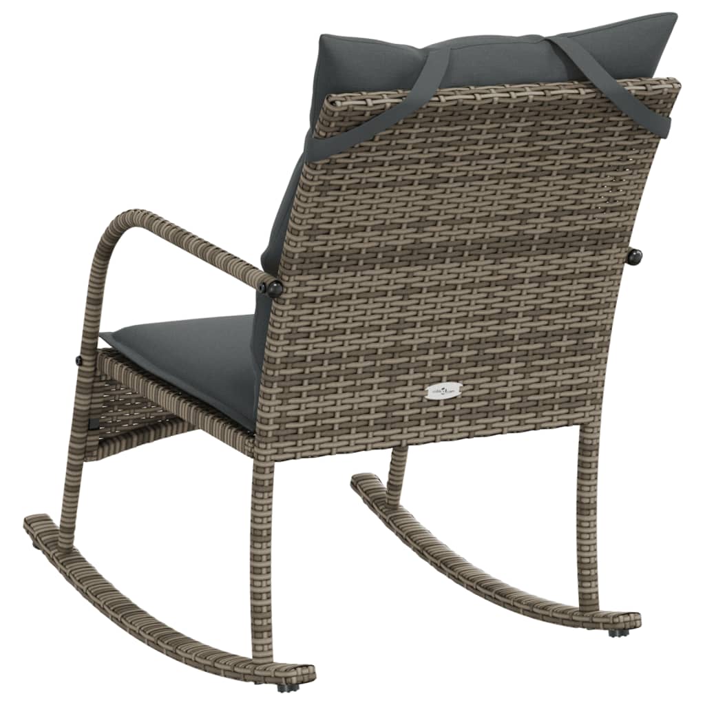Garten-Schaukelstuhl mit Kissen Braun Poly Rattan – Bild 6