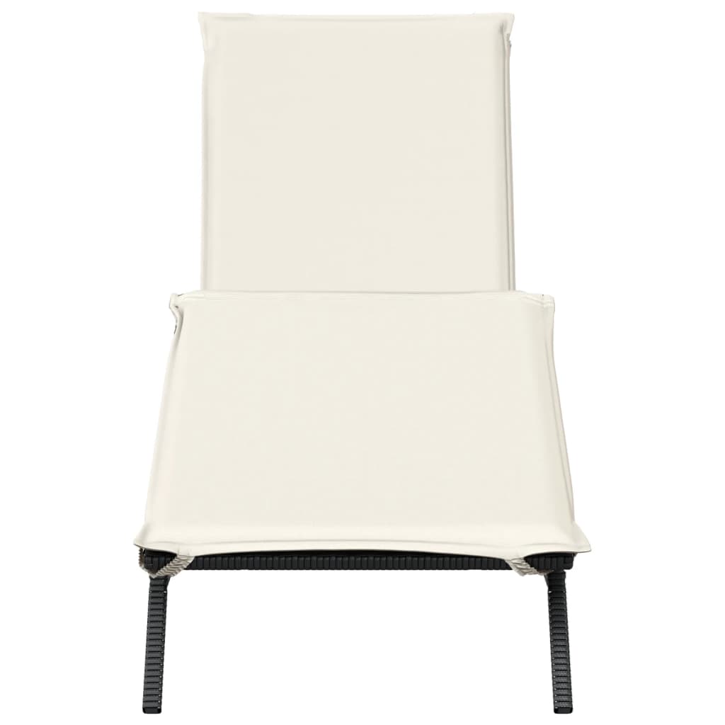 Sonnenliege mit Auflage Schwarz Poly-Rattan – Bild 4