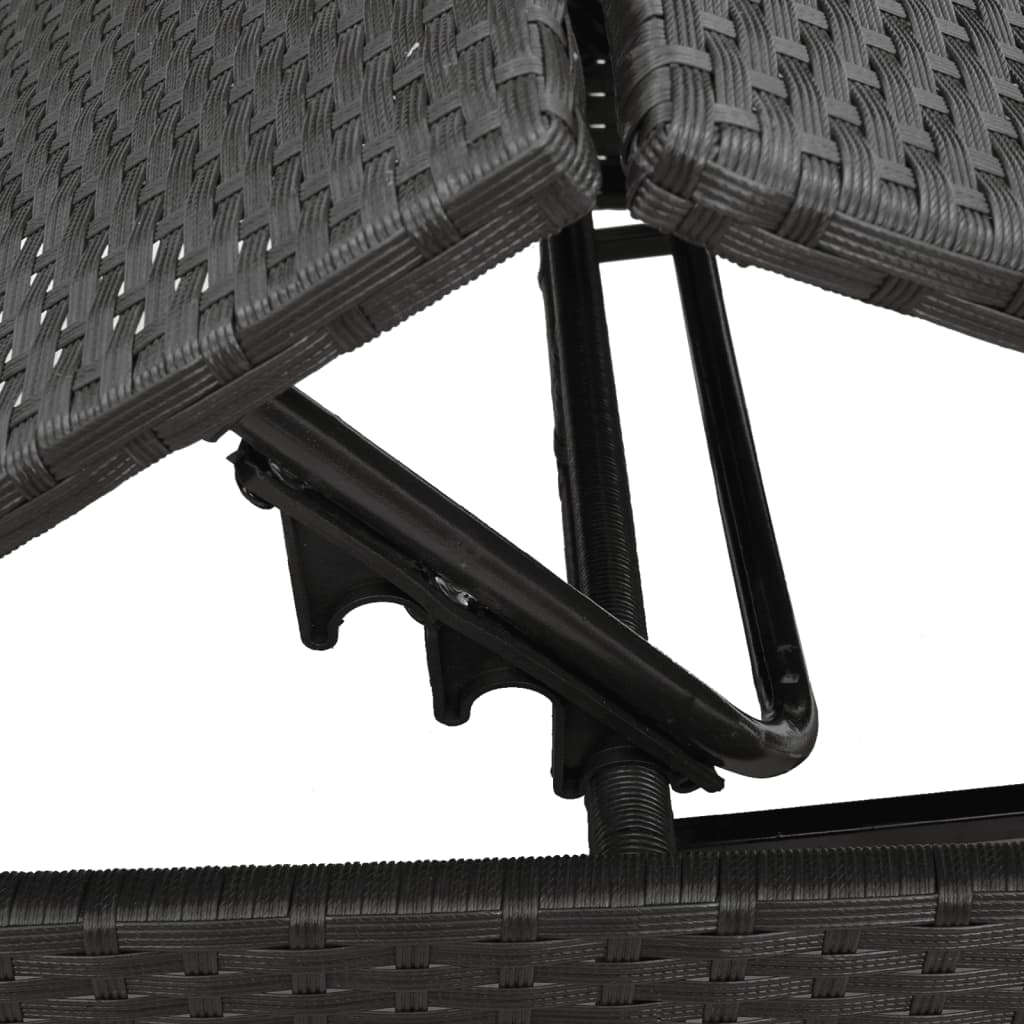 Sonnenliege mit Auflage Schwarz Poly-Rattan – Bild 8