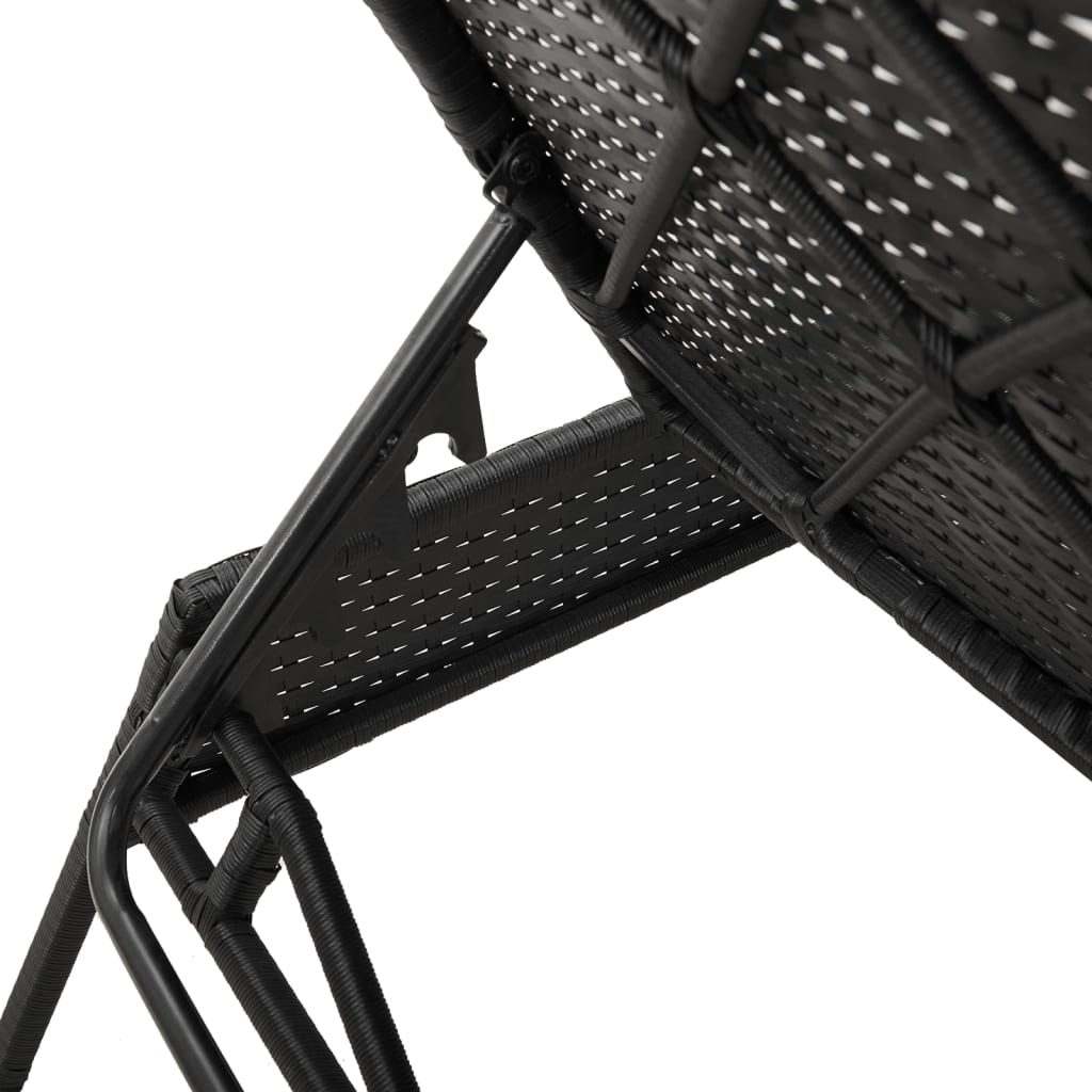 Sonnenliege mit Auflage Schwarz Poly-Rattan – Bild 9