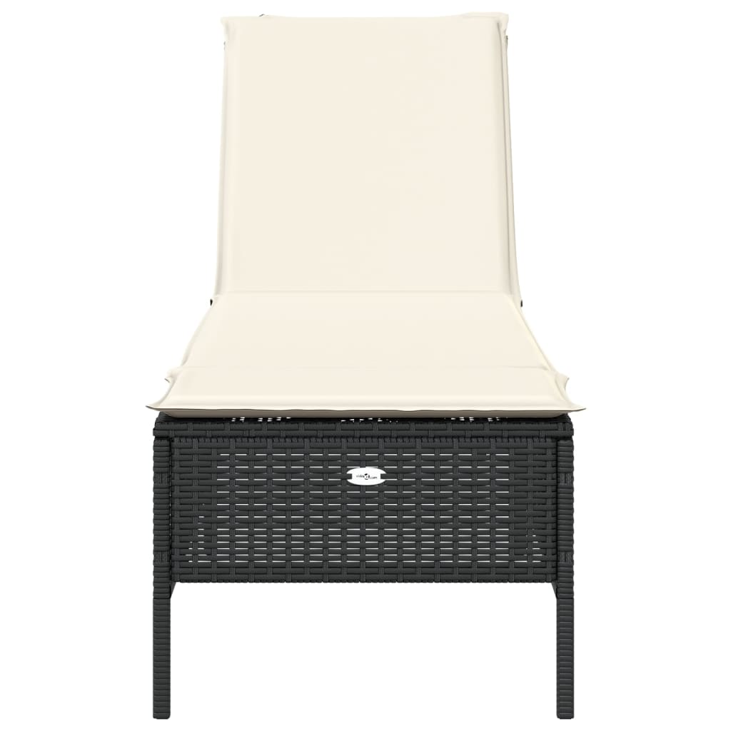 Sonnenliege mit Auflage Schwarz Poly-Rattan – Bild 4