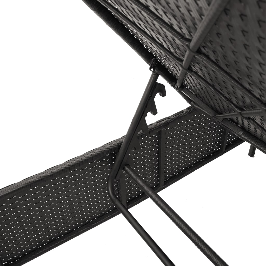 Sonnenliege mit Auflage Schwarz Poly-Rattan – Bild 8
