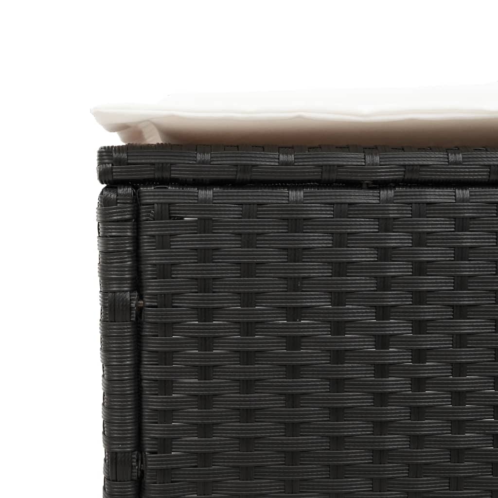 Sonnenliege mit Auflage Schwarz Poly-Rattan – Bild 9