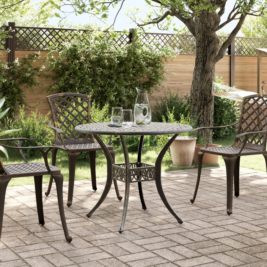 Gartentisch Bronzen Ø90x75 cm Aluminiumguss – Bild 3