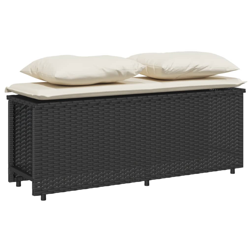 3-tlg. Garten-Essgruppe mit Kissen Schwarz Poly Rattan – Bild 4