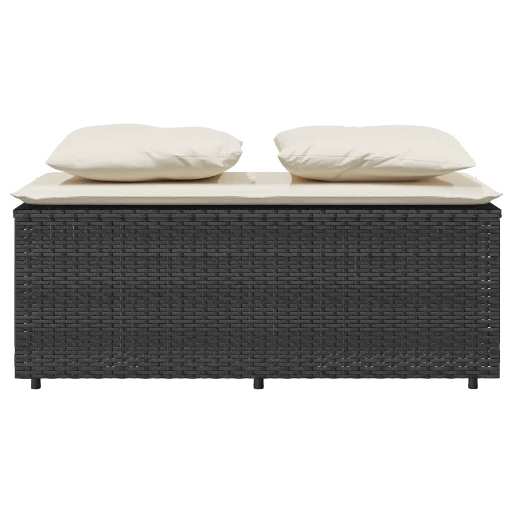 3-tlg. Garten-Essgruppe mit Kissen Schwarz Poly Rattan – Bild 5